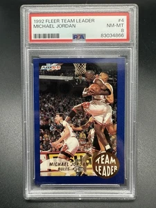 1992-93 Fleer Team Leader #4 Michael Jordan PSA 8 Chicago Bulls HOF - Bild 1 von 2