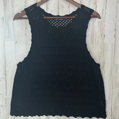 Camiseta sin mangas Gap 100 algodón crochet XL negra recortada Boho Festival Cottagecore usada en excelente estado Foto 1 de 4