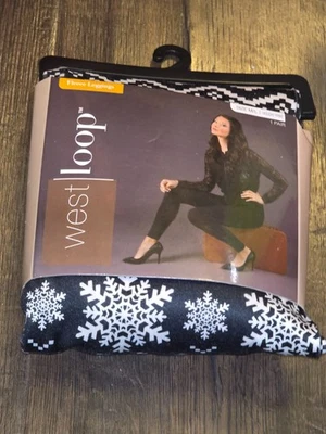 Leggings West Loop para mujer talla M L 8 10 12 negros con estampado navideño forrados de lana NUEVO Foto 1 de 4