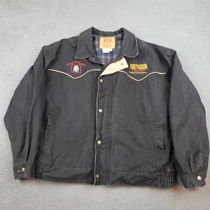 Schaefer Outfitter Western Jacket Mens XL Black Canvas Made USA Plaid Lined - Picture 1 of 13