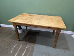 Large Victorian Pine Farmhouse Kitchen Dining Table Chunky Rustic Restored Top - Picture 1 of 24