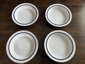 Dansk Bistro Christianshavn Blue Line 8" Rimmed Soup Bowls - Set of 4 - Picture 1 of 15