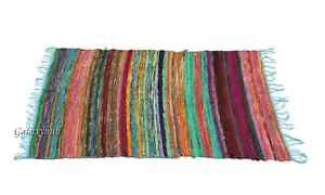 2x3 FT Chindi Rug Floor Rug Area Rag Rug Home Décor Bohemian Indian Decor Carpet - Picture 1 of 10