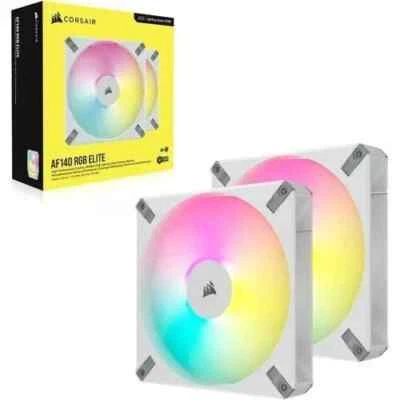 Corsair iCUE AF140 RGB Elite 140mm PWM Dual Fan Kit - Eight RGB LEDs Per Fan - Image 1 of 4