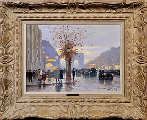 Edouard Cortes - 1930er L'Arc De Triomphe & Les Champs Elyses, Paris - Ölgemälde - Bild 1 von 11