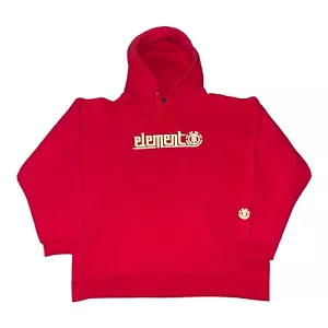 Vintage 90s Y2k Element Skate Hoodie Red Mens Size Large Pullover Spellout Logo - Picture 1 of 14