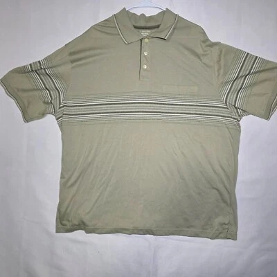 Camisa Polo St. John's Bay 3XLT Beige Rayas Manga Corta Para Hombre Grande Alta Foto 1 de 4