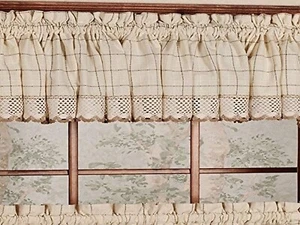 'Adirondack' Window Tailored Valance, 60" X 12", Ecru/Toast, Cotton - Picture 1 of 1
