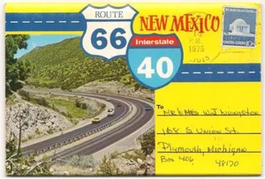 Vintage 1975 Folder Postcard: New Mexico Route 66, Interstate 40 - Picture 1 of 1