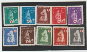 Croatia Scott #B42-B51 Semi-Postal MNG 1943 Topic Nursing , Red Cross - Picture 1 of 1
