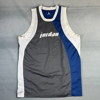 Винтажная мужская майка Air Jordan размер XL серая синяя 23 20-я годовщина джампер - Изображение 1 из 4