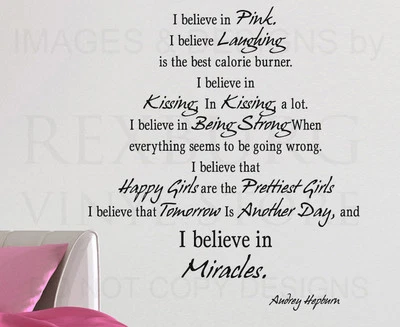 REXBURGVINYL Wall Decal Quote Vinyl Sticker Art Mural Audrey Hepburn Believe in Something I95