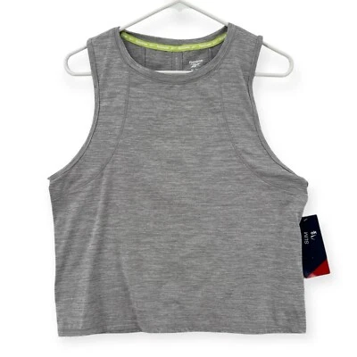 Regata Reebok Throwback Feminina Média Slim Fit Cinza Treino Ativo Crop Top Novo com etiquetas - Imagem 1 de 4