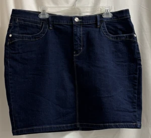 Venus Blue Jean Denim Skirt Womens Size 18 Dark Wash Pockets Stretch Country - Picture 1 of 12