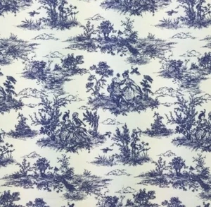 Cotton Rich Linen Look Fabric Toile Victorian Days Vintage Upholstery 140cm Wide - Picture 1 of 1