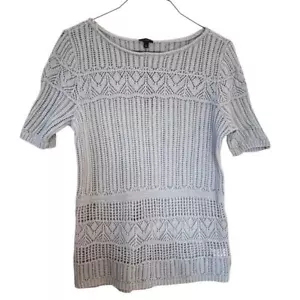 Talbots Crochet Cotton Sweater L Light Blue Coastal Beachy NEW Cottage Old Money - Picture 1 of 11