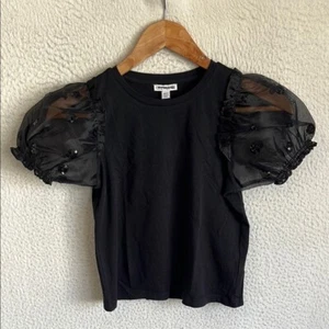 Crewcuts Black Ruffled Crop Blouse Medium 8-9 - Picture 1 of 7