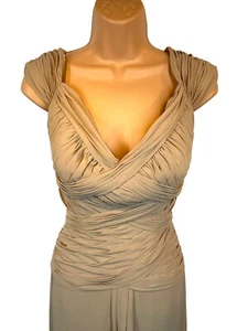 JOVANI PLEATED CHIFFON NUDE/BEIGE PROM/BRIDESMAID/COCKTAIL DRESS - SIZE 10 - Picture 1 of 5
