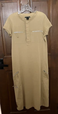 Ralph Lauren Black Label Tan Cotton Knit Cap Sleeve Midi Dress size Medium - Image 1 of 4