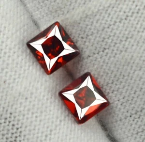 Natürlicher Rhodolith Granat Edelstein 1,30 ct/3 mm Paar Quadratschliff zertifiziert GM21 - Bild 1 von 8