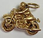“9ct Yellow Gold 3D Motorbike & Rider With Moving Wheels Charm/ Pendant “