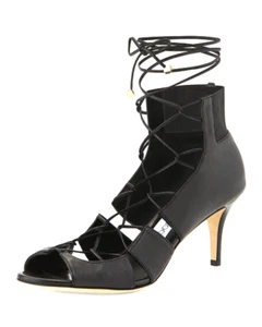 NEU JIMMY CHOO Myrtle schwarze Nappa Schnürsandalen offene Zehenpartie, Größe 37 - Bild 1 von 9