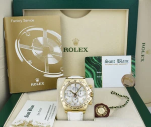 ROLEX REHAUT 18kt Gold DAYTONA White Strap MOP Diamond 116518 SANT BLANC - Picture 1 of 7