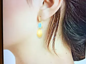 Marco Bicego 18 K Yellow Gold Aquamarine Diamond Drop Earrings Nwt - Picture 1 of 5
