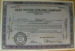 Gulf States Utilities 3 sequential stock certificates, 1957 Broker Spencer Trask - Picture 1 of 2