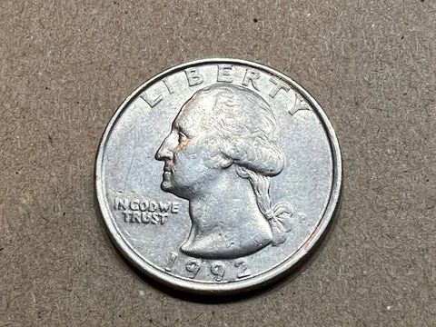 1992 P Washington Quarter Faint Mint Mark DDR Rim Over Sized Letter Error Rare Cover