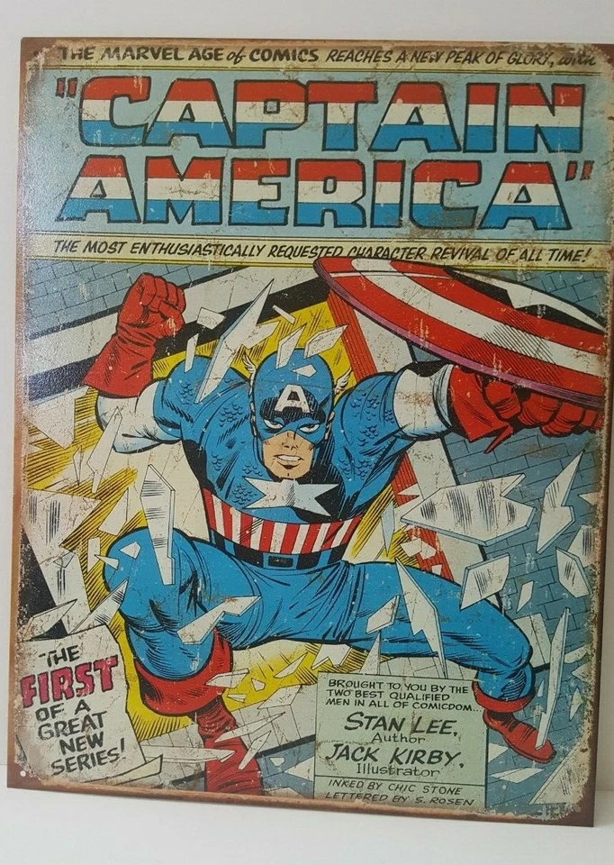 Marvel DC Superhero Comics Sign Vintage Tin Cartoon Garage Bar Decor Old Rustic - Image 1 of 1