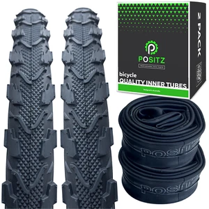 Positz 26" Value Bundle of 2x MTB Mountain Bike Tyres 26 x 1.95 & 2x Inner Tubes - Picture 1 of 9