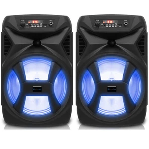 (2 Set) Technical Pro 500 Watts Portable 8" Bluetooth Speaker w Woofer & Tweeter - Picture 1 of 8