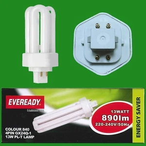 13W GX24Q-1 4 Pin CFL PL-T Double Turn Light Bulb 4000k Cool White Lamp - Picture 1 of 1
