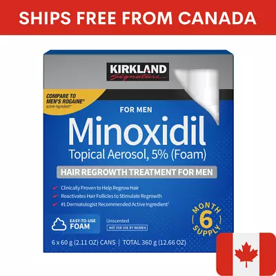Kirkland Minoxidil 5% Extra Strength Men Hair Regrowth Foam 6 Month Supply - Image 1 of 3