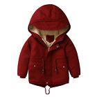 Kids Boys Girls Winter Thicken Coat Solid Hooded Jacket Toddler Windproof Thick