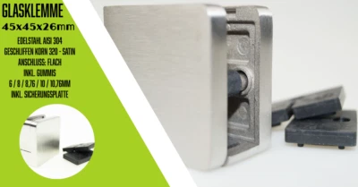 SELLON24 Edelstahl Glasklemme Glashalter für Glas Halterung Klemmhalter Treppengeländer