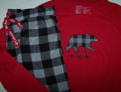 NUEVO CON ETIQUETAS Columbia Negro/Gris Pantalones de Vellón/Rojo OSO POLAR Top Pijama/Juego de Salón Hombres XL Foto 1 de 4