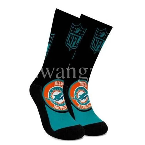 Miami Dolphins Football Fans Stockings One Pair Comfortable Soft Crew Socks Gift Cover