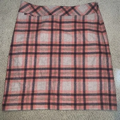 Falda lápiz LL Bean a cuadros talla 14 rosa mezcla de lana forrada ajuste favorito Foto 1 de 4