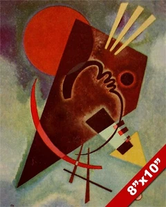 POINTED & ROUND KANDINSKY ABSTRACT PAINTING SPIRITUAL ART PRINT ON REAL CANVAS - Picture 1 of 6