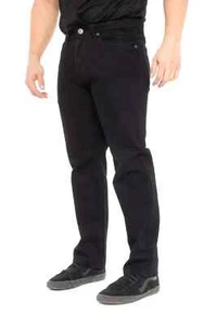 Jeans de mezclilla para hombre teñidos negros talla 44"-60" cintura 5 bolsillos interior pierna 27"-34" - Imagen 1 de 5