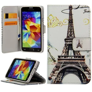 Flip Schutz Handy Hülle Cover Kartenfach Case Klapp Etui Motiv Eiffelturm Paris - Bild 1 von 5