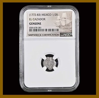 Moneda de Plata México 1/2 Real, Naufragio El Cazador 1772-1783 NGC 6581678-381 Foto 1 de 4