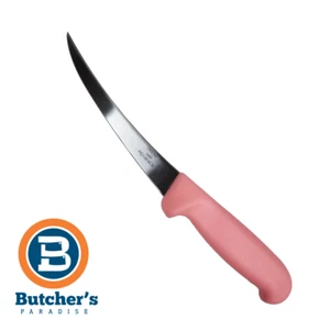 Butcher's 6" Curved Blade Obenz USA Pink Handle Boning Knife - New - Picture 1 of 5