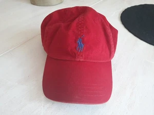 Ralph Lauren Polo Hat Cap Strap Back Red Blue Pony Leather Strap Adjustable - Picture 1 of 7