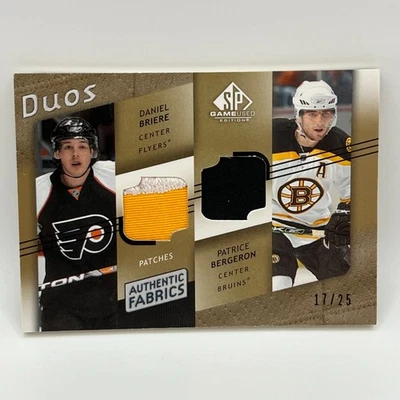 2008-09 SP Game Used Authentic Fabrics Duos Daniel Briere/Patrice Bergeron /25 - Image 1 of 2