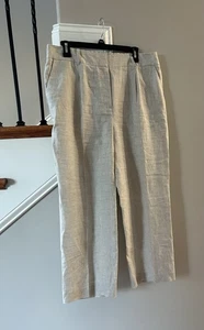 Talbots Leinenhose Damen 12 Bristol Crop beige Plissee klassisch Strand - Bild 1 von 8