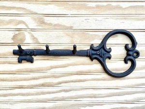 Esqueleto de hierro fundido en forma de llave gancho de pared estante estilo antiguo rústico marrón - Imagen 1 de 11
