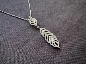 Jon Richard Feather Leaf Pendant Diamanté Delicate Silver Tone Chain Necklace - Picture 1 of 9